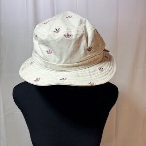 Adidas White Bucket Hat with Lavender Logo